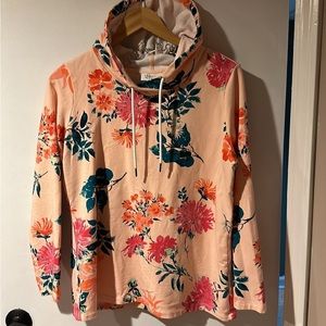 D & Co Active Pullover Hoodie in Pink Floral Cotton Small